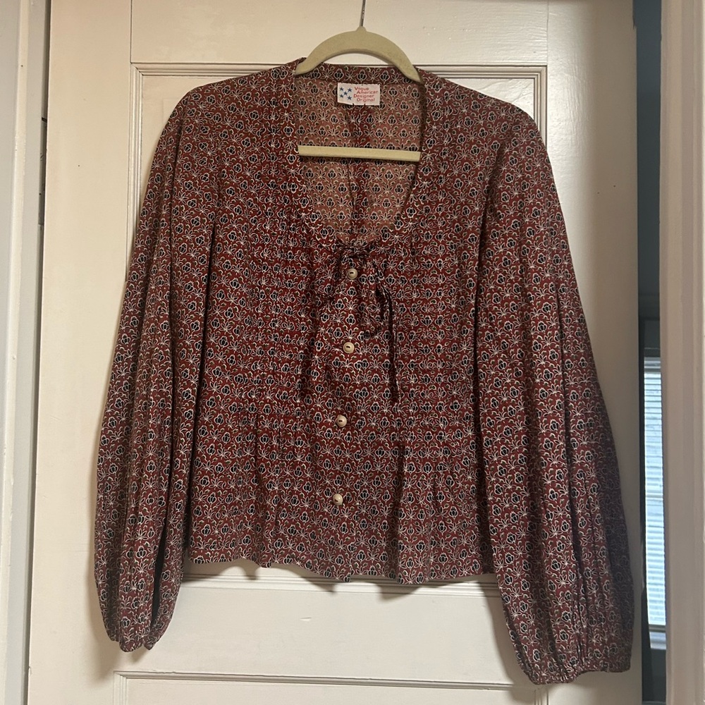 Vintage 70s Peasant Balloon Sleeve Blouse